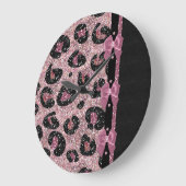 RAB Rockabilly Pink Leopard Print Ribbon Bows Große Wanduhr (Winkel)