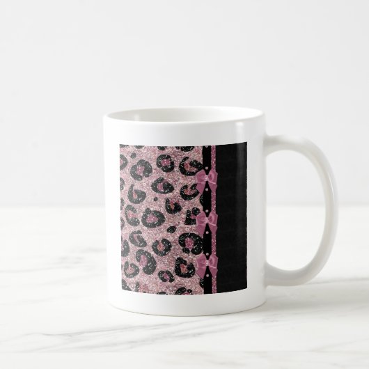 RAB Rockabilly Pink Leopard Print Ribbon Bows Kaffeetasse (Rechts)