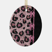 RAB Rockabilly Pink Leopard Print Ribbon Bows Keramik Ornament (Rechts)
