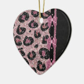 RAB Rockabilly Pink Leopard Print Ribbon Bows Keramik Ornament (Links)