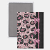 RAB Rockabilly Pink Leopard Print Ribbon Bows Magnet (Vorderseite/Rückseite)