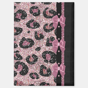 RAB Rockabilly Pink Leopard Print Ribbon Bows Magnet