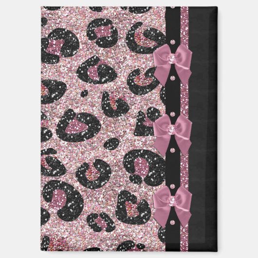 RAB Rockabilly Pink Leopard Print Ribbon Bows Magnet (Vorderseite)