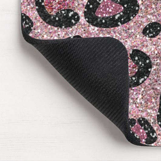RAB Rockabilly Pink Leopard Print Ribbon Bows Mousepad (Ecke)