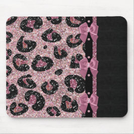 RAB Rockabilly Pink Leopard Print Ribbon Bows Mousepad