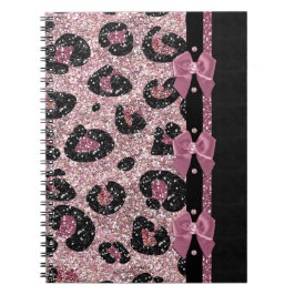 RAB Rockabilly Pink Leopard Print Ribbon Bows Notizblock