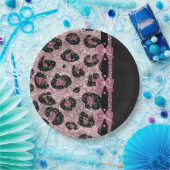 RAB Rockabilly Pink Leopard Print Ribbon Bows Pappteller (Party)