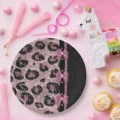 RAB Rockabilly Pink Leopard Print Ribbon Bows Pappteller (Party)
