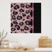 RAB Rockabilly Pink Leopard Print Ribbon Bows Poster (Küche)