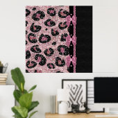 RAB Rockabilly Pink Leopard Print Ribbon Bows Poster (Heimbüro)