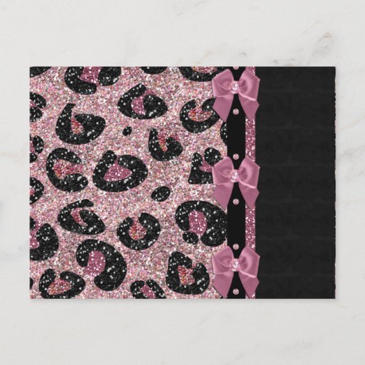 RAB Rockabilly Pink Leopard Print Ribbon Bows Postkarte (Vorderseite)