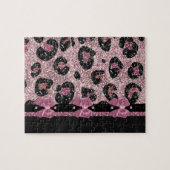 RAB Rockabilly Pink Leopard Print Ribbon Bows Puzzle (Horizontal)