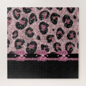 RAB Rockabilly Pink Leopard Print Ribbon Bows Puzzle (Horizontal)
