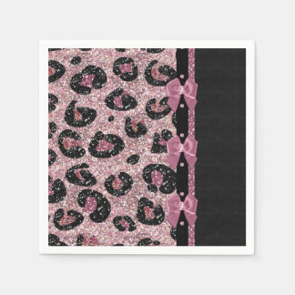 RAB Rockabilly Pink Leopard Print Ribbon Bows Serviette