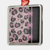 RAB Rockabilly Pink Leopard Print Ribbon Bows Silbernes Ornament (Links)