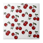 RAB Rockabilly Red Cherries on White Tile Fliese (Vorderseite)