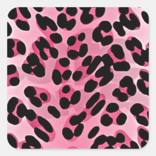RAB Rockabilly Rosa Gepardtdruck Quadratischer Aufkleber