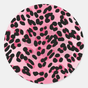 RAB Rockabilly Rosa Gepardtdruck Runder Aufkleber