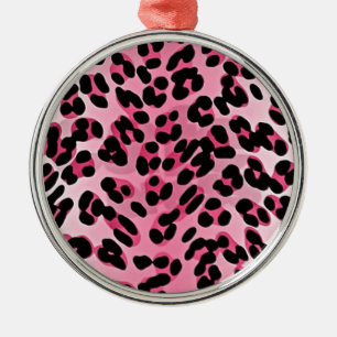 RAB Rockabilly Rosa Gepardtdruck Silbernes Ornament