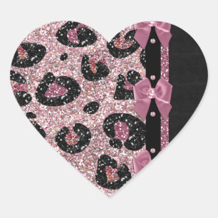RAB Rockabilly Rosa Leopardenprint-Bandbögen Herz-Aufkleber