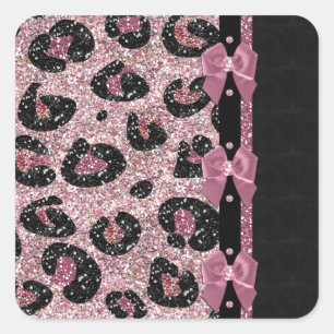 RAB Rockabilly Rosa Leopardenprint-Bandbögen Quadratischer Aufkleber
