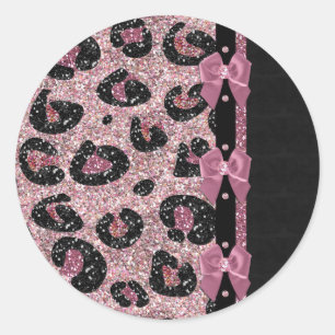 RAB Rockabilly Rosa Leopardenprint-Bandbögen Runder Aufkleber