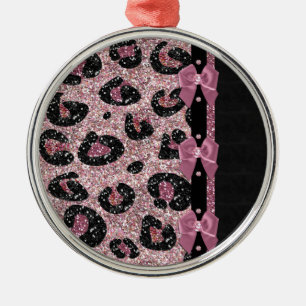 RAB Rockabilly Rosa Leopardenprint-Bandbögen Silbernes Ornament