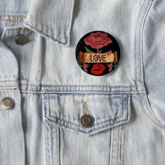 RAB Rockabilly-Rose, Liebe & Lipstick Button (Beispiel)