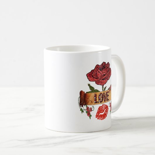 RAB Rockabilly-Rose, Liebe & Lipstick Kaffeetasse (VorderseiteRechts)
