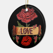 RAB Rockabilly-Rose, Liebe & Lipstick Keramik Ornament (Links)