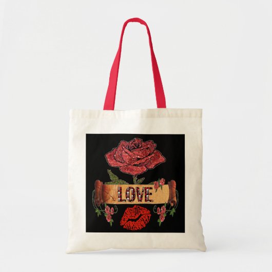 RAB Rockabilly-Rose, Liebe & Lipstick Tragetasche (Vorne)