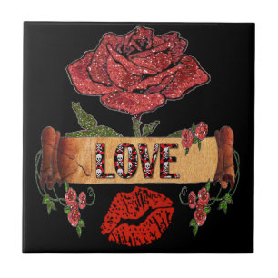 RAB Rockabilly Rosen, Liebe & Lippenstift Fliese
