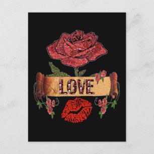RAB Rockabilly Rosen, Liebe & Lippenstift Postkarte