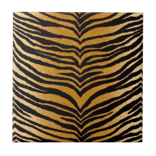 RAB Rockabilly Schwarz und Gold Tigerdruck Fliese