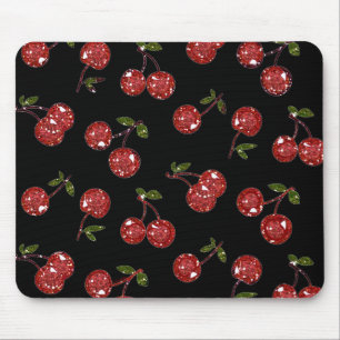 RAB Rockabilly Sehr Kirsche Kirschen Auf Schwarz Mousepad