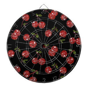 RAB Rockabilly Sehr Kirschen Kirschen Auf Schwarz Dartscheibe