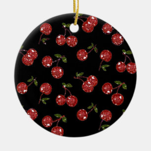 RAB Rockabilly Sehr Kirschen Kirschen Auf Schwarz Keramikornament