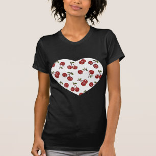 RAB Rockabilly Sehr Kirschen Kirschen Auf Weiß T-Shirt