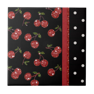 RAB Rockabilly Sehr Kirschen Schwarz Fliese