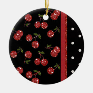 RAB Rockabilly Sehr Kirschen Schwarz Keramikornament