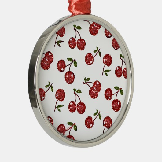 RAB Rockabilly sehr Kirschkerzen auf Weiß Silbernes Ornament (Rechts)