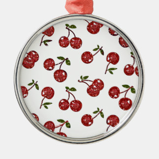 RAB Rockabilly sehr Kirschkerzen auf Weiß Silbernes Ornament