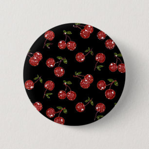 RAB Rockabilly sehr Kirschkirschen auf schwarz Button