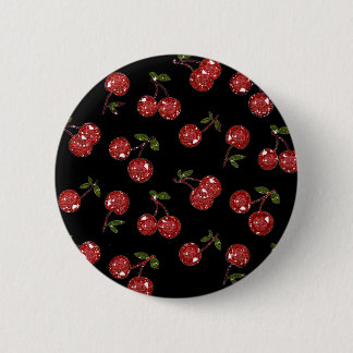 RAB Rockabilly sehr Kirschkirschen auf schwarz Button
