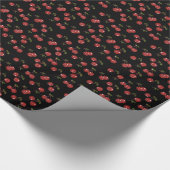 RAB Rockabilly sehr Kirschkirschen auf schwarz Geschenkpapier (Ecke)