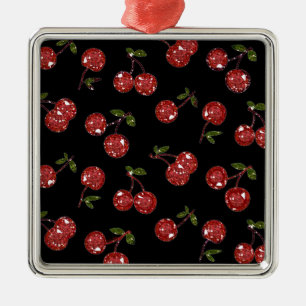 RAB Rockabilly sehr Kirschkirschen auf schwarz Ornament Aus Metall