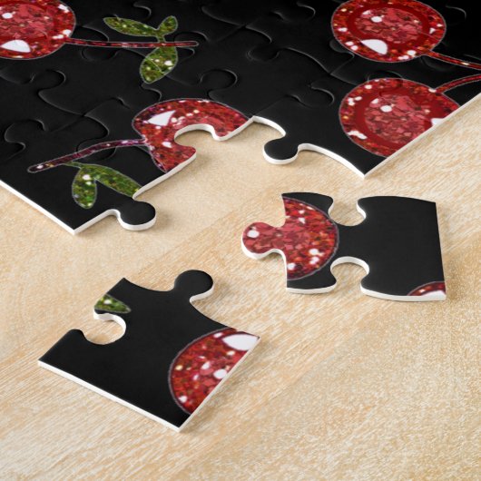 RAB Rockabilly sehr Kirschkirschen auf schwarz Puzzle (Seite)