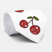 RAB Rockabilly, sehr Kirschkirschen auf Weiß Krawatte (Gerollt)