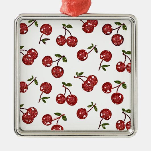 RAB Rockabilly, sehr Kirschkirschen auf Weiß Ornament Aus Metall (Vorne)