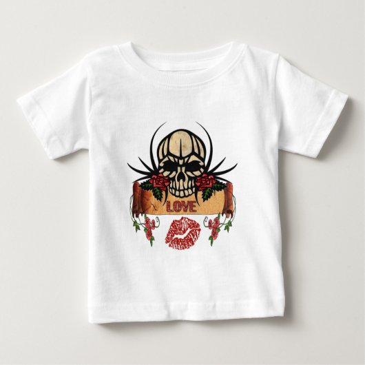 RAB Rockabilly Skull Rose Liebe Lipstick Baby T-shirt (Vorderseite)